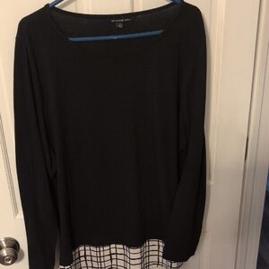 Zac & Rachel Black Top with Checkered Detail